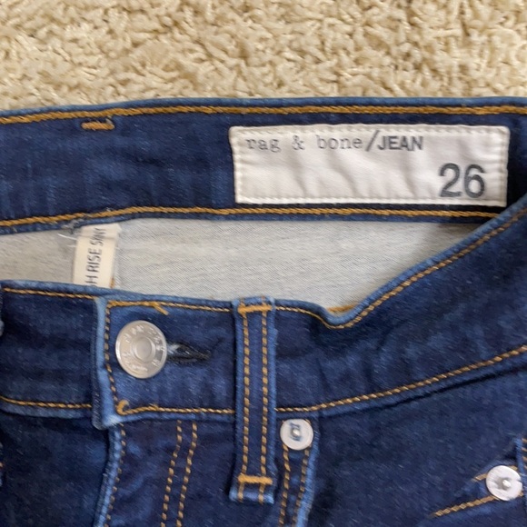 Rag & Bone Nina Hi Rise Skinny Jeans Stretch Marine Blue Contrast Stitching - Picture 4 of 15